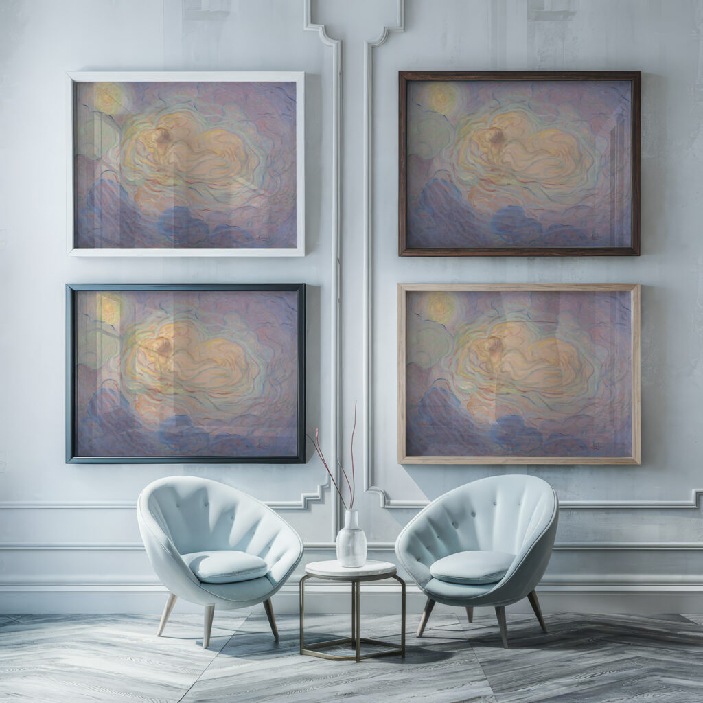 Ame selancant vers son centre damour Maurice Chabas framed posters mockup