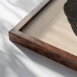 Anatomical study of the neck arm and leg muscles of a man in silhouette 1906 1945 Reijer Stolk close up dark wood mockup