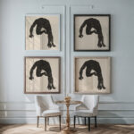 Anatomical study of the neck arm and leg muscles of a man in silhouette 1906 1945 Reijer Stolk framed posters mockup