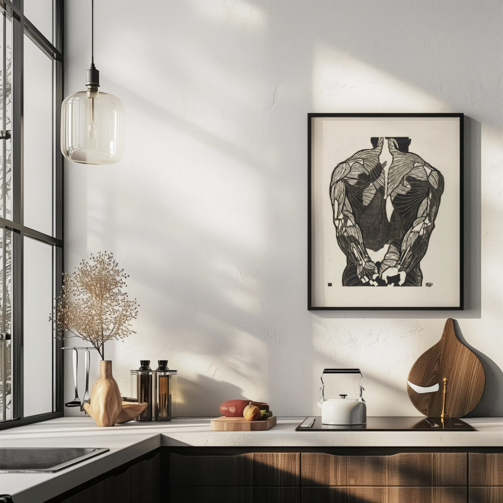 Anatomische studie van de rugspieren van een man 1906 Reijer Stolk 6 mockup