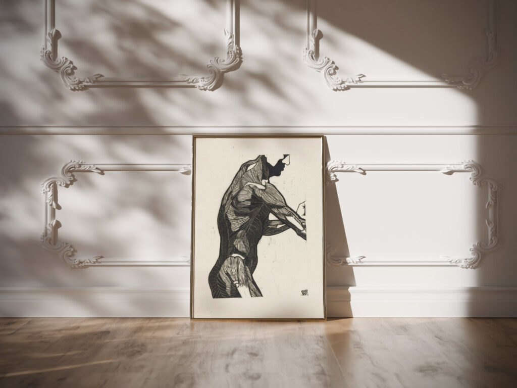 Anatomische studie van de zij en armspieren van een man 1906 Reijer Stolk video mockup