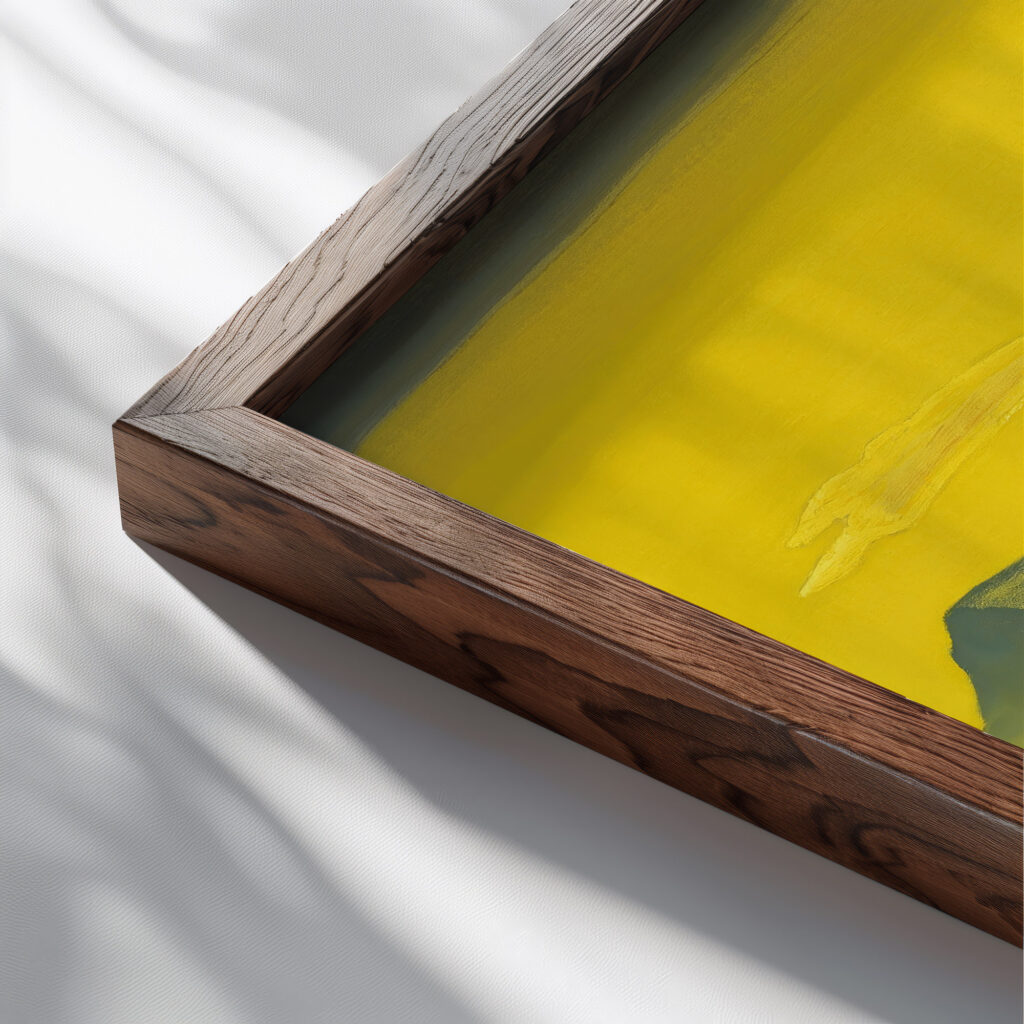 And We are Trying. From the Sancta Series 1922 Nicholas Roerich close up dark wood mockup