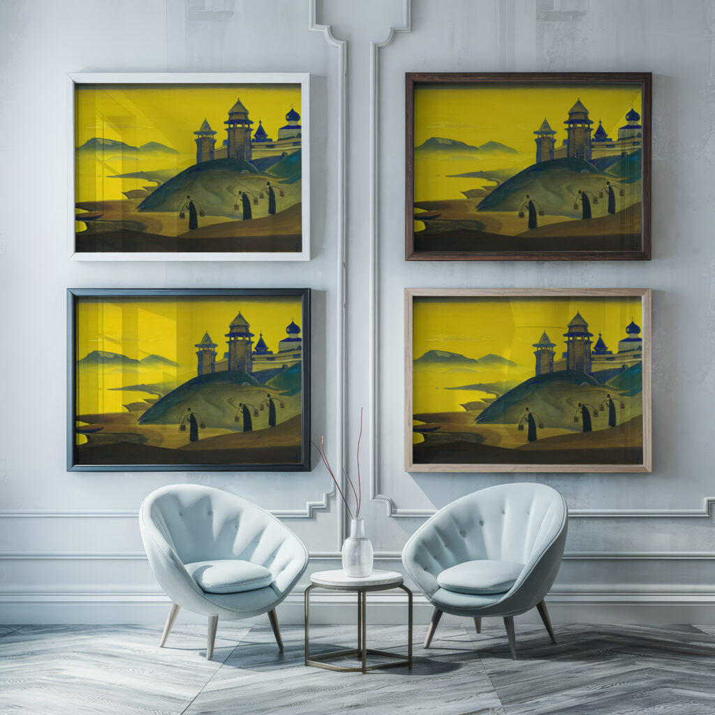 And We are Trying. From the Sancta Series 1922 Nicholas Roerich framed posters mockup