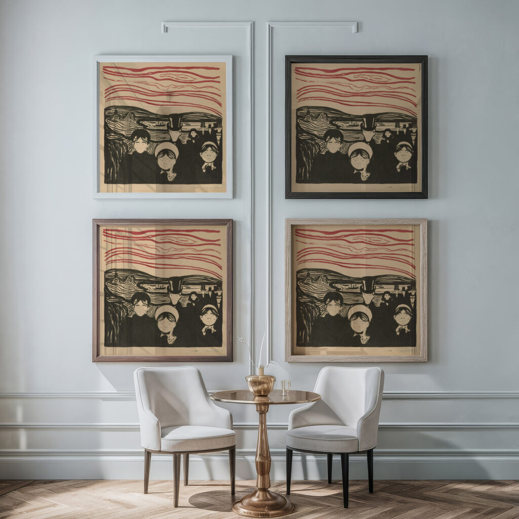 Angst 1896 Edvard Munch framed posters mockup