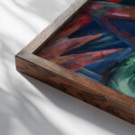 Animal Destinies The Trees Showed Their Rings the Animals Their Veins 1913 Franz Marc close up dark wood mockup