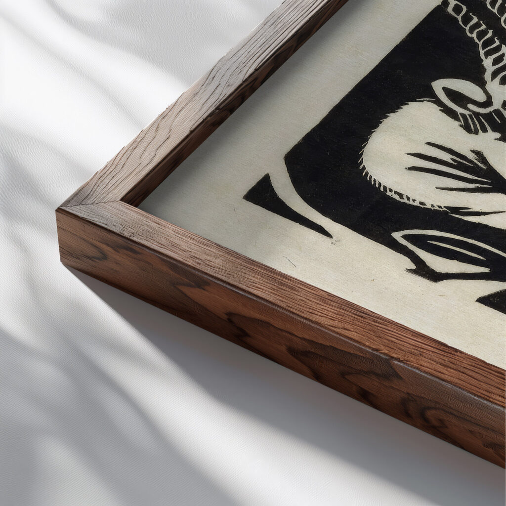 Animal legend 1913 Franz Marc close up dark wood mockup