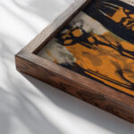 Anna Muller mit Judith und Kaspar 1925 Albert Muller close up dark wood mockup