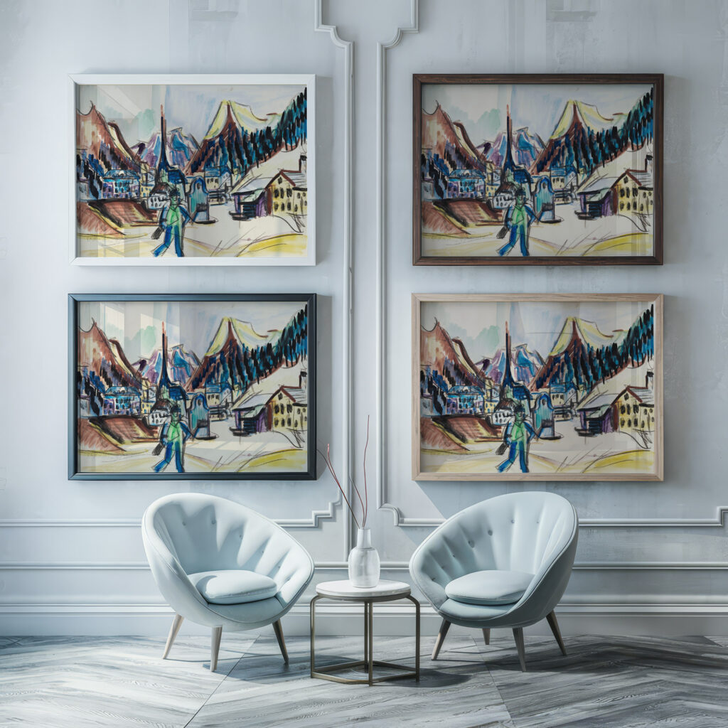 Ansicht von Davos Landschaft bei Davos im Winter 1925 Ernst Ludwig Kirchner framed posters mockup