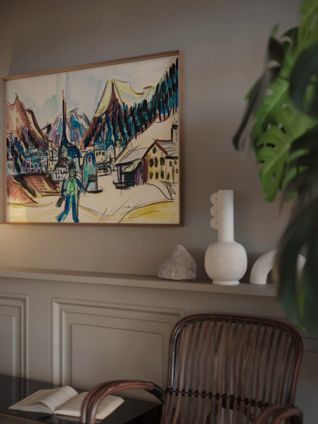 Ansicht von Davos Landschaft bei Davos im Winter 1925 Ernst Ludwig Kirchner video mockup