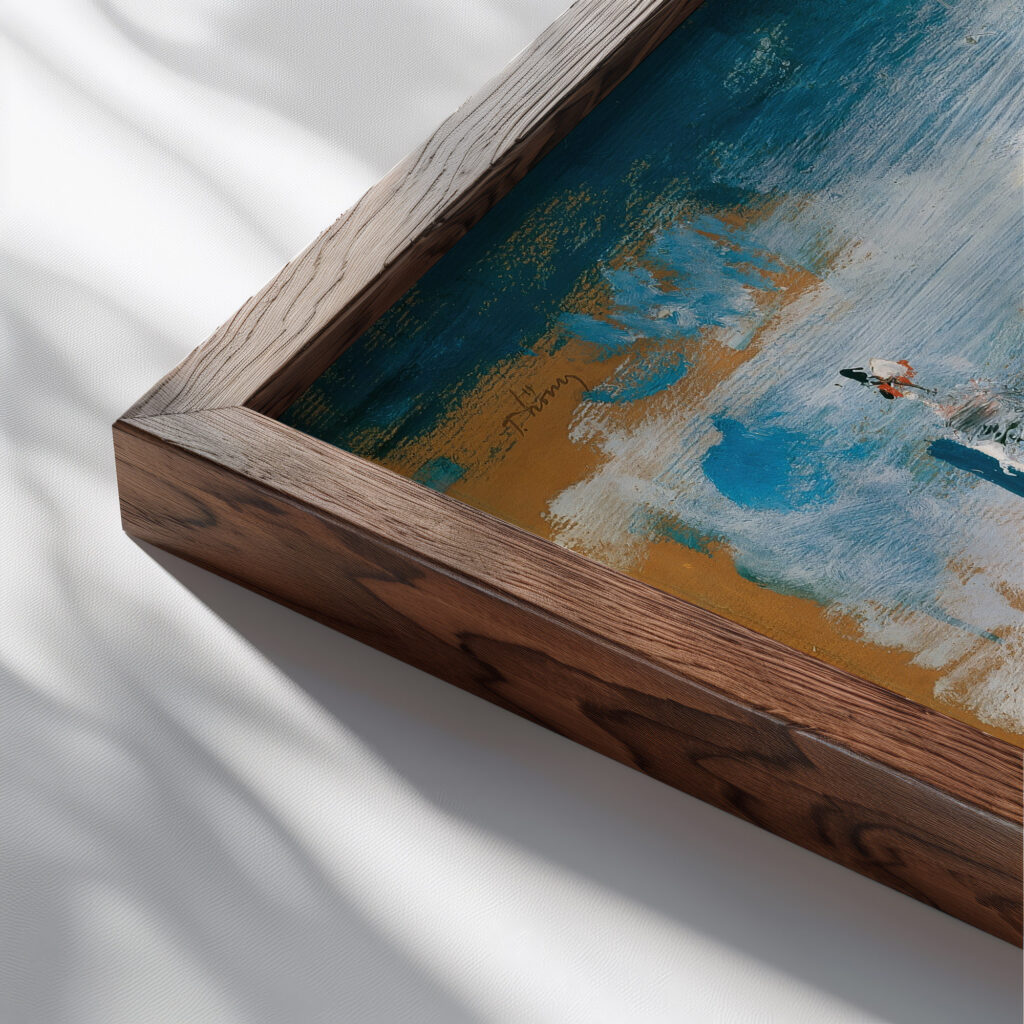 Ansicht von Manhattan East River 1935 1938 Wilhelm Thony close up dark wood mockup