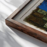 Ansteigender Stadt Teil 1930 Paul Klee close up dark wood mockup