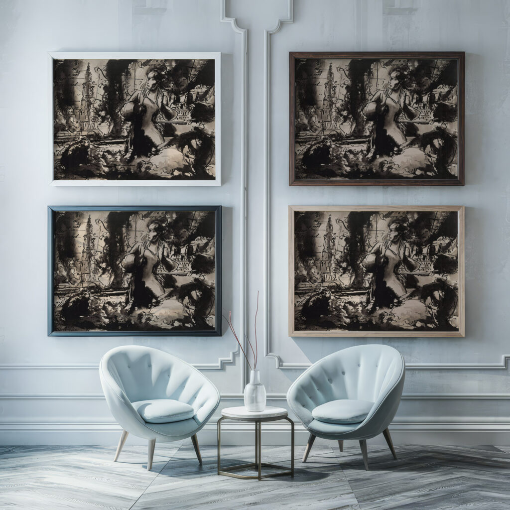 Apparition 1931 Alfred Ost framed posters mockup