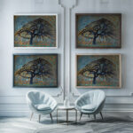 Apple Tree Pointillist Version 1908–1909 Piet Mondrian framed posters mockup Apple Tree Pointillist Version 1908–1909 Piet Mondrian framed posters mockup