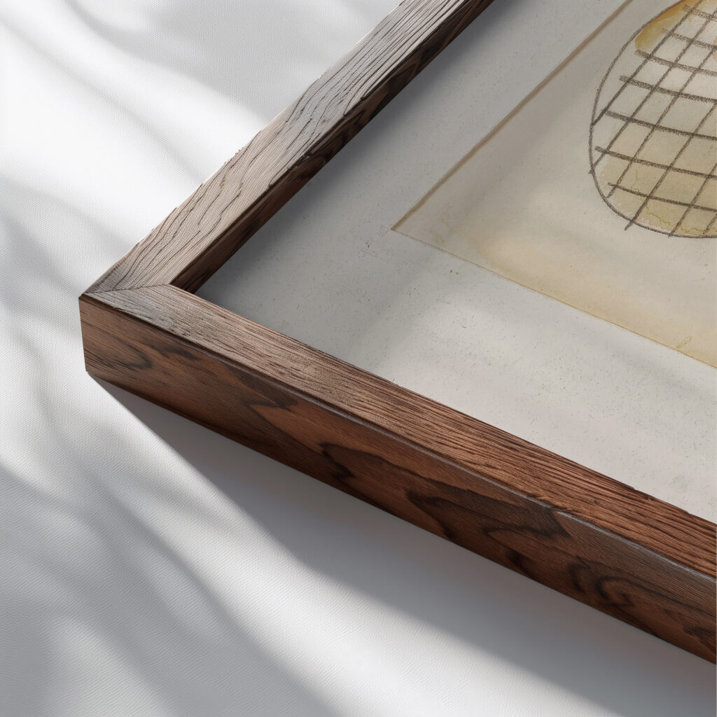 Aq. 34. Aquarell Fallmann Springer 1919 Kurt Schwitters close up dark wood mockup