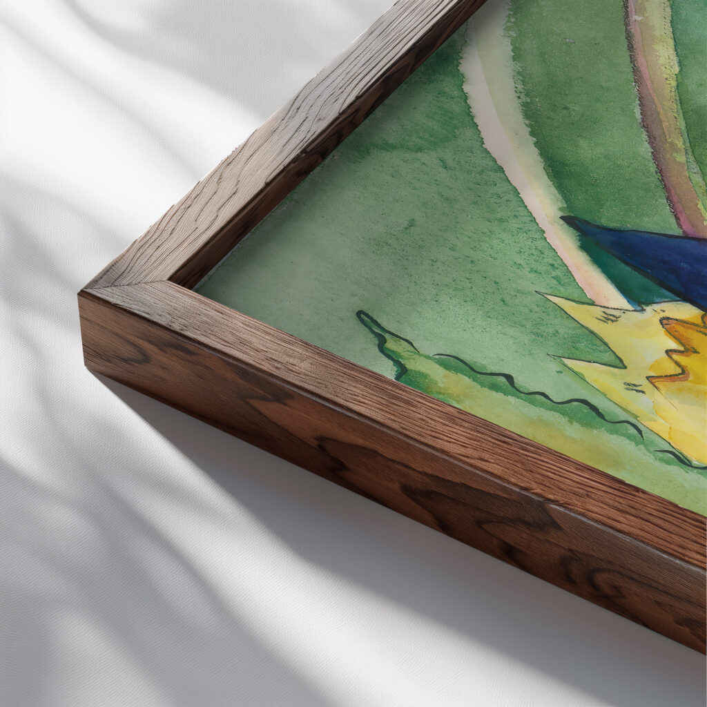 Aquarell fur Poul Bjerre 1916 Wassily Kandinsky close up dark wood mockup