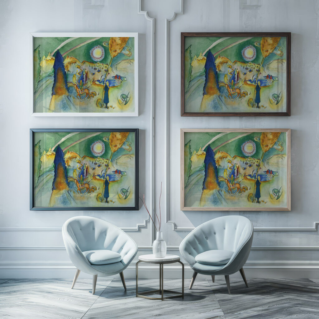 Aquarell fur Poul Bjerre 1916 Wassily Kandinsky framed posters mockup