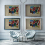 Aquarell ‘Mit Wald und Regenbogen 1913 Wassily Kandinsky framed posters mockup