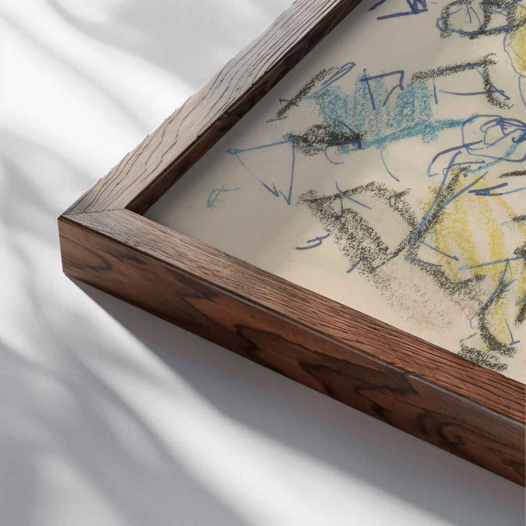 Arbeiderscene Ca. 1930 Edvard Munch close up dark wood mockup