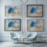 Arbres au bord de leau et voilier circa 1895 Pierre Auguste Renoir framed posters mockup