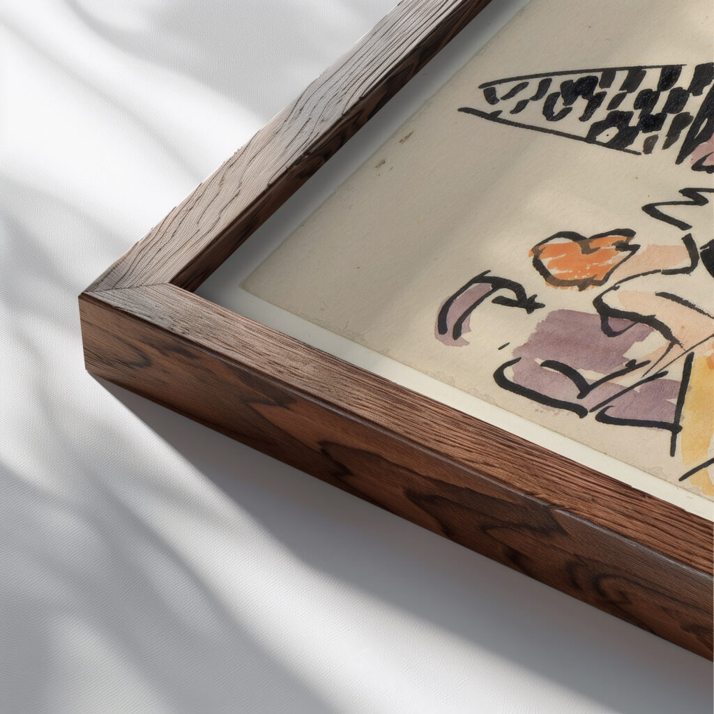 Artists Ball Harlequin and Dancers 1921 Joaquin Torres Garcia close up dark wood mockup