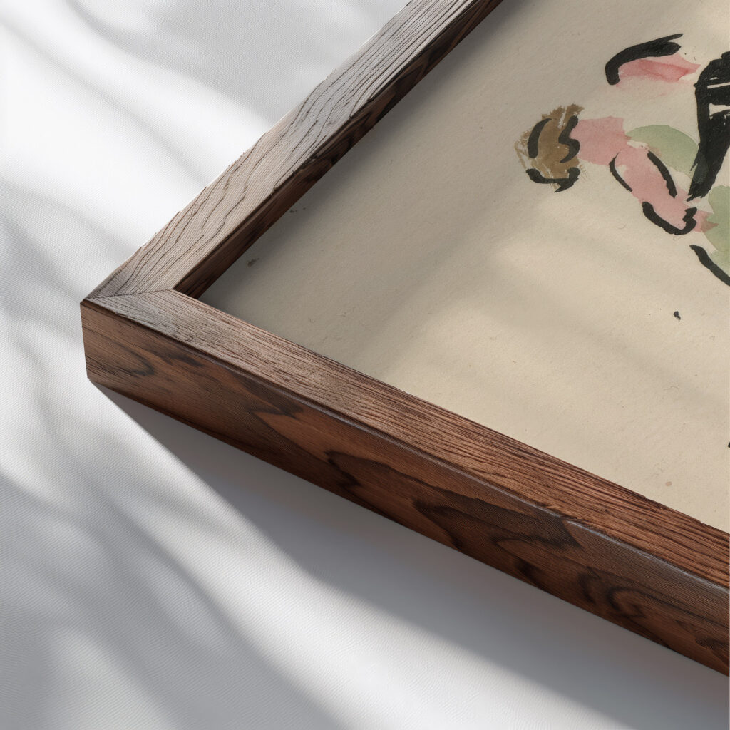 Artists Ball Pierrot Harlequin and Dancers 1921 Joaquin Torres Garcia close up dark wood mockup