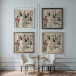 Artists Ball Pierrot Harlequin and Dancers 1921 Joaquin Torres Garcia framed posters mockup