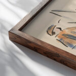 Artists Ball Pierrot and Figures Standing 1921 Joaquin Torres Garcia close up dark wood mockup