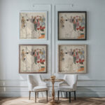 Artists Ball Pierrot and Figures Standing 1921 Joaquin Torres Garcia framed posters mockup
