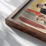 Artists Ball Spectators in Theater Boxes 1921 Joaquin Torres Garcia close up dark wood mockup