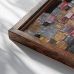 Ascent of a Little Town 1930 Paul Klee close up dark wood mockup