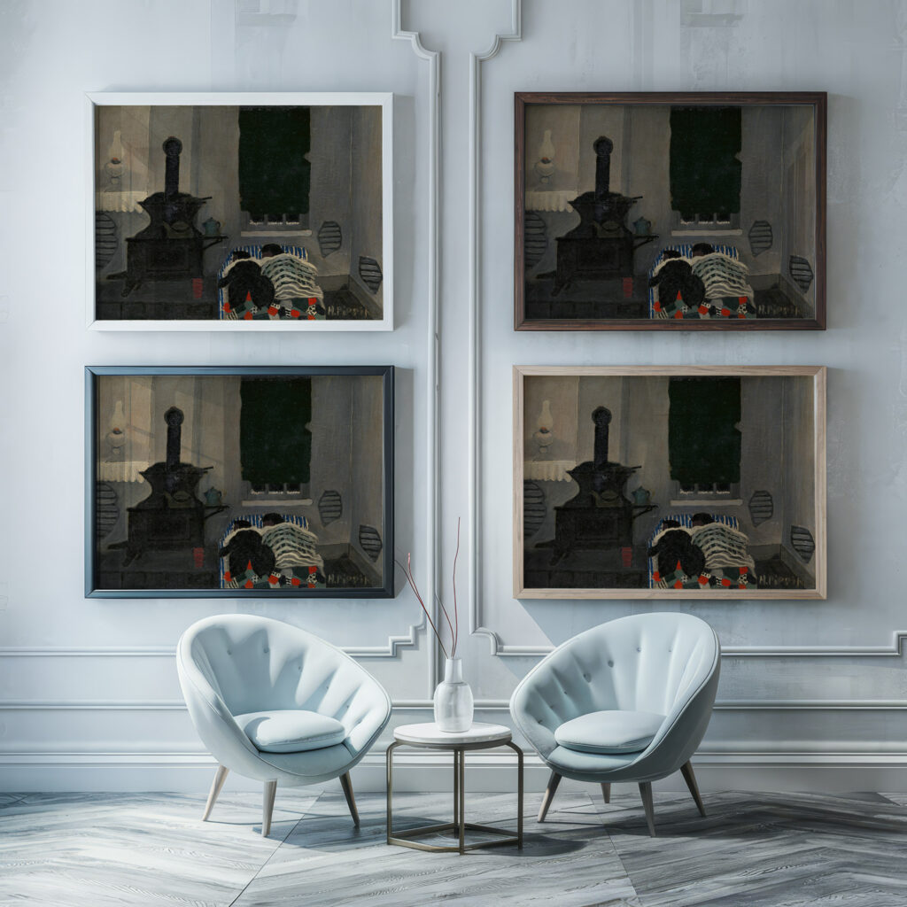 Asleep 1943 Horace Pippin framed posters mockup