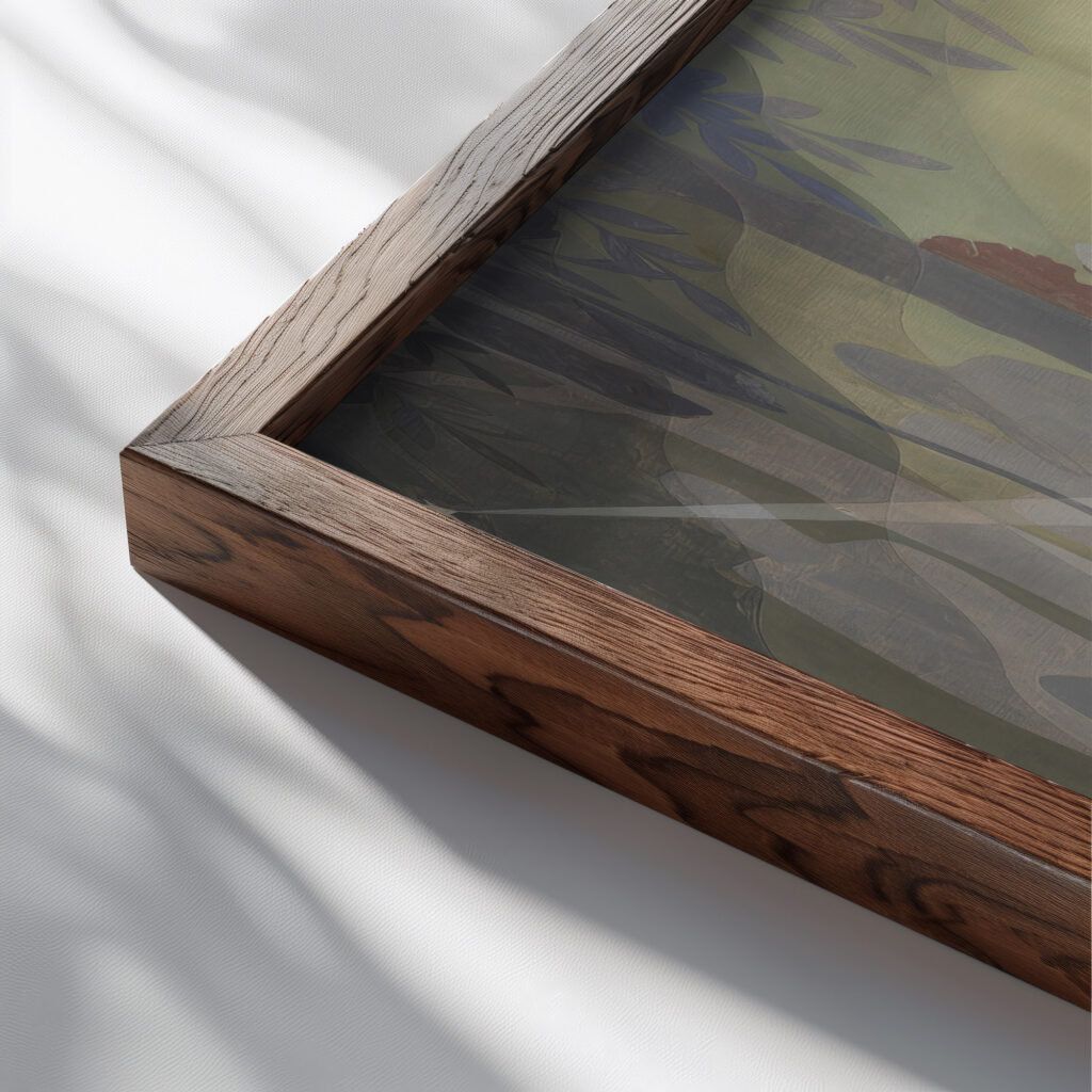 Aspects of Negro Life An Idyll of the Deep South 1935 Aaron Douglas close up dark wood mockup