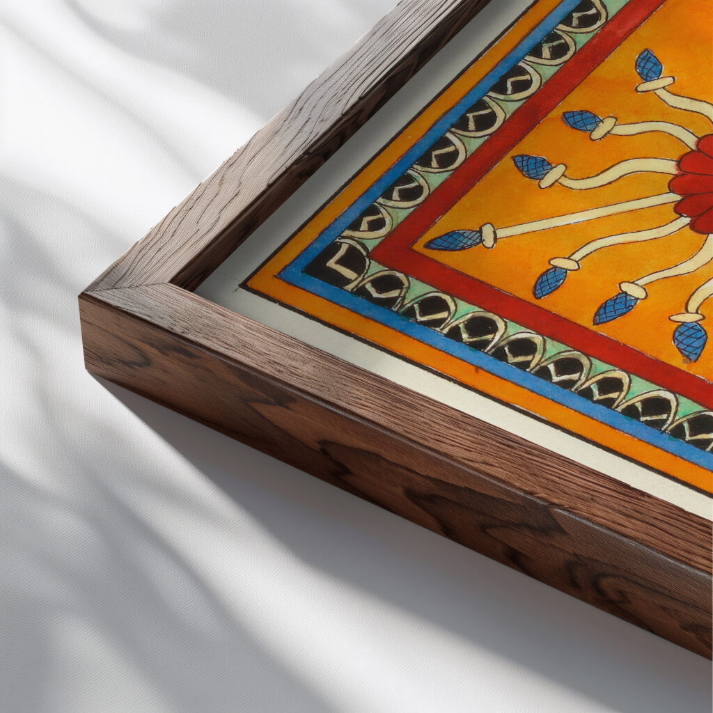 Assyrian Ornament ca 1900 Elizabeth A. Nedwill close up dark wood mockup