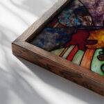 At the New Circus Papa Chrysanthemum Circa 1894 Henri de Toulouse Lautrec close up dark wood mockup