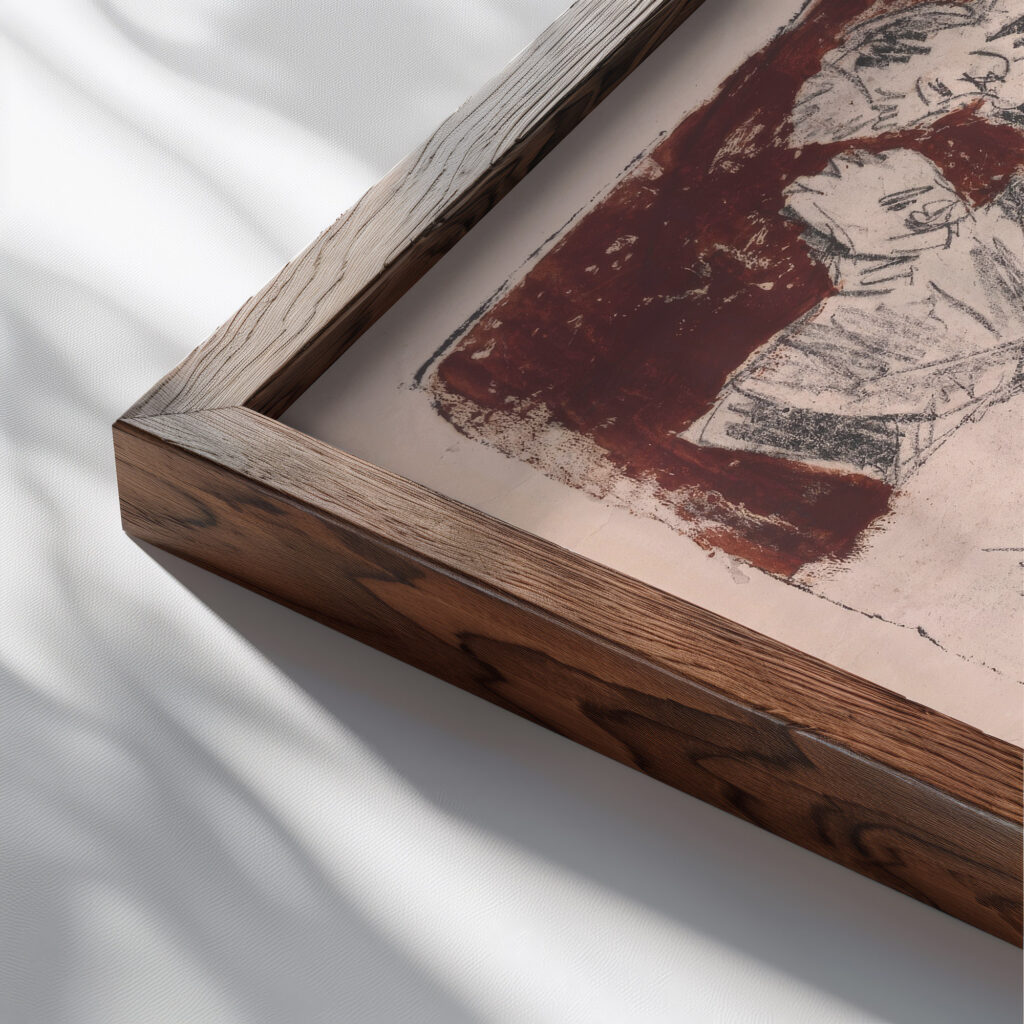 At the Table 1916 Ernst Ludwig Kirchner close up dark wood mockup