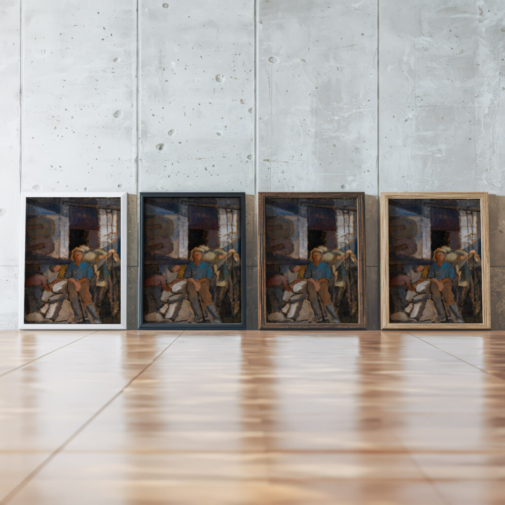 At the factory 1919 Alvar Cawen framed posters mockup