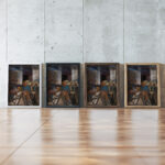 At the factory 1919 Alvar Cawen framed posters mockup