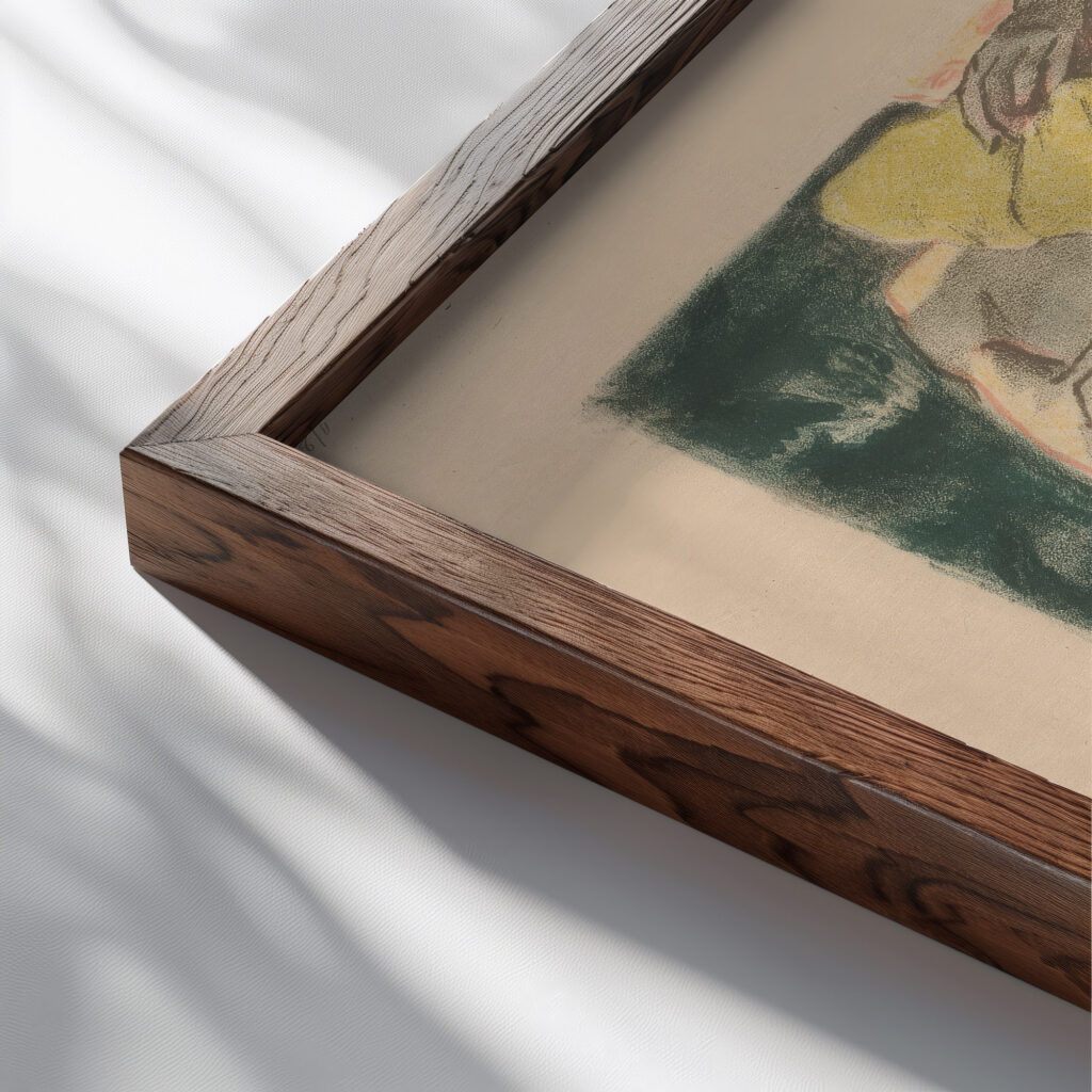 Athletes Dressing 1912 John Copley close up dark wood mockup