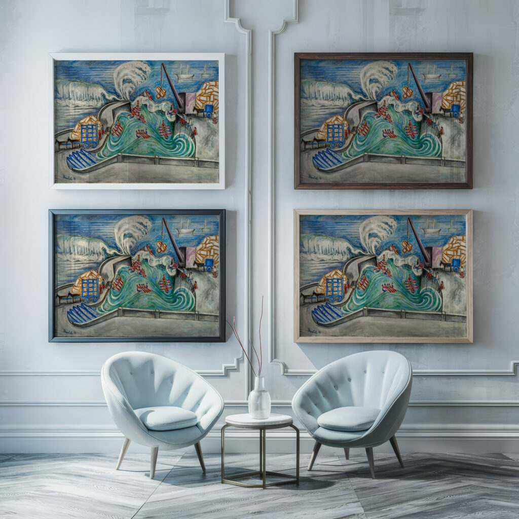 Atlantic Port 1916 Nils von Dardel framed posters mockup