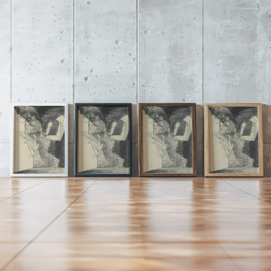 Au casino Dessins pour Aurelia Louis Marcoussis framed posters mockup