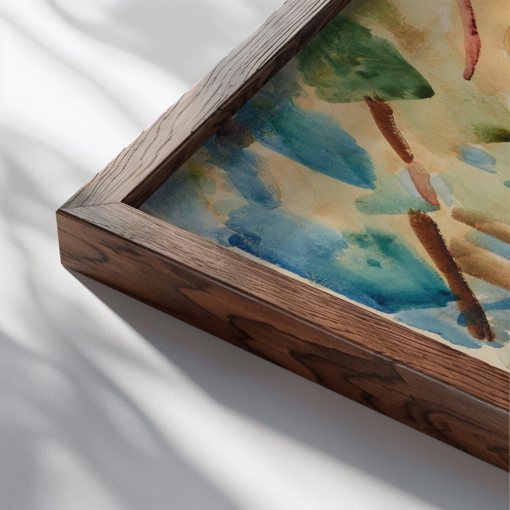 Auf dem Friedhof von Thun 1914 August Macke close up dark wood mockup