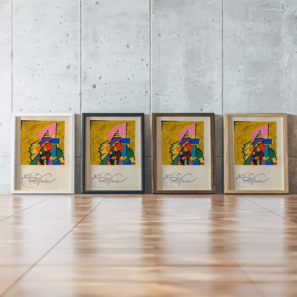 Aufbau around 1923 Karl Wiener framed posters mockup