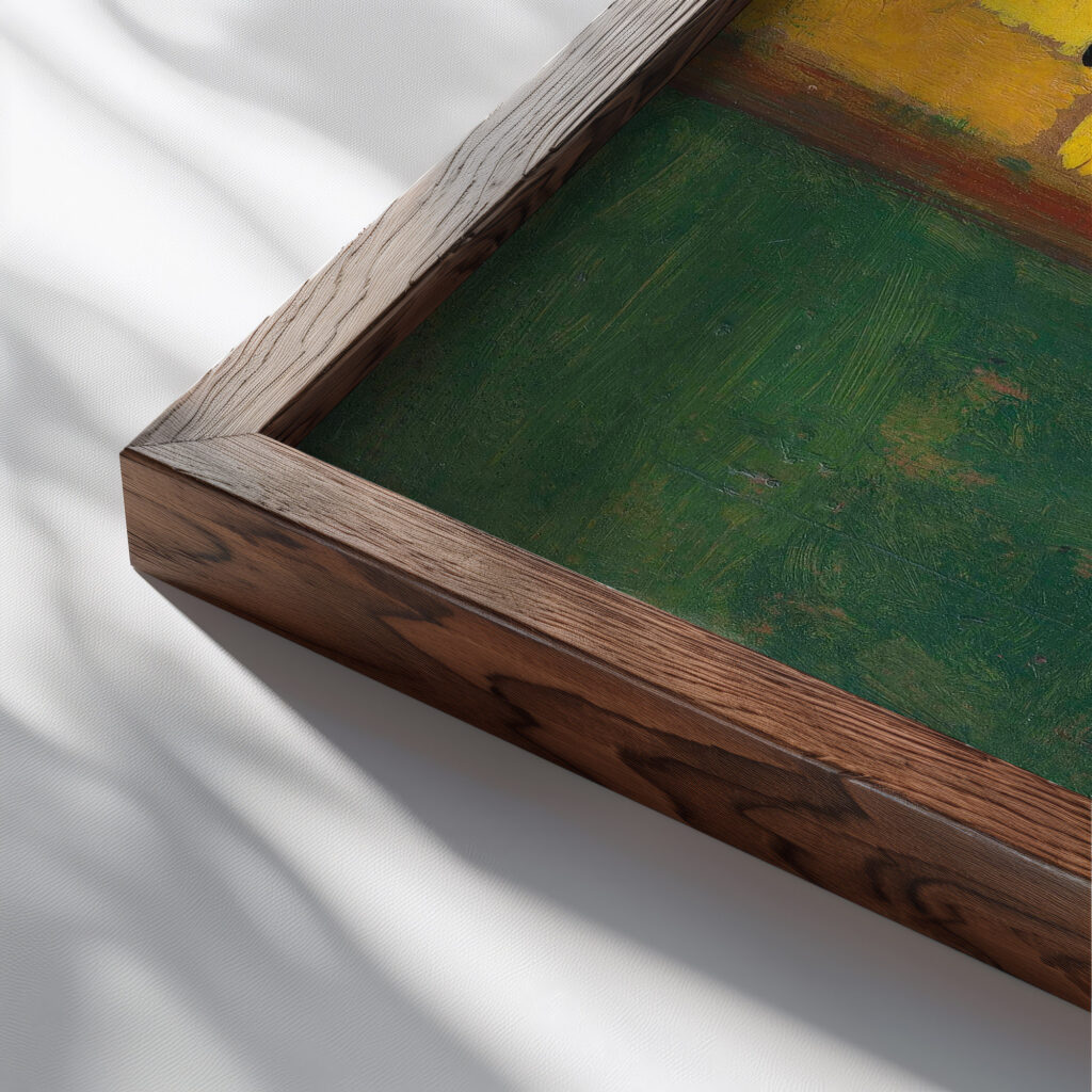 Autoportrait a la canne et au canotier circa 1891 1892 Edouard Vuillard close up dark wood mockup