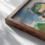 Autoportret 1950 Marian Kopf close up dark wood mockup