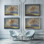 Autumn Birch Trees in a Sunlit Meadow 1932–1934 Zolo Palugyay framed posters mockup