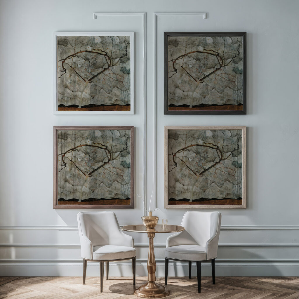 Autumn Tree in Stirred Air Winter Tree 1912 Egon Schiele framed posters mockup