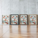 Autumn and water illustration Watanabe Seitei framed posters mockup