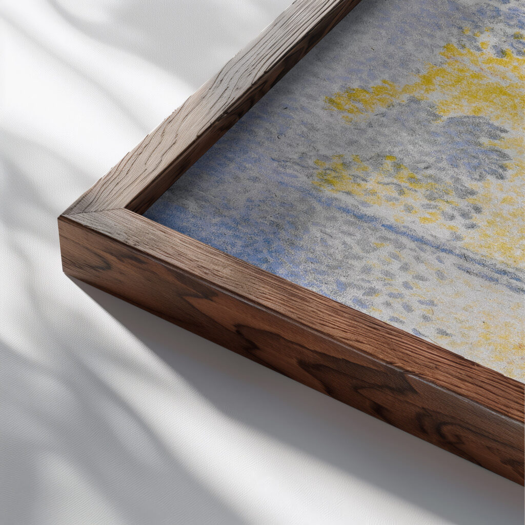 Aux Champs Elysees On the Champs Elysees 1898 Henri Edmond Cross close up dark wood mockup