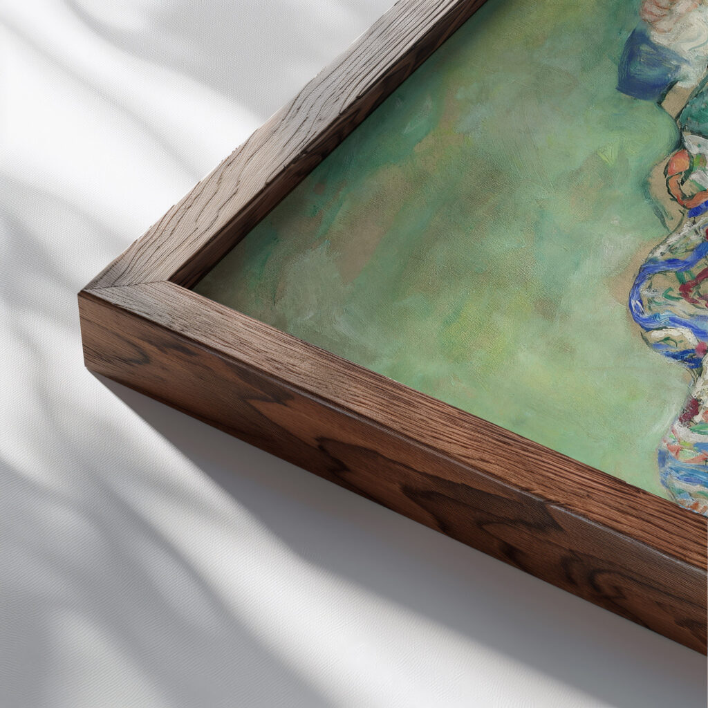 Baby Cradle 1917 1918 Gustav Klimt close up dark wood mockup