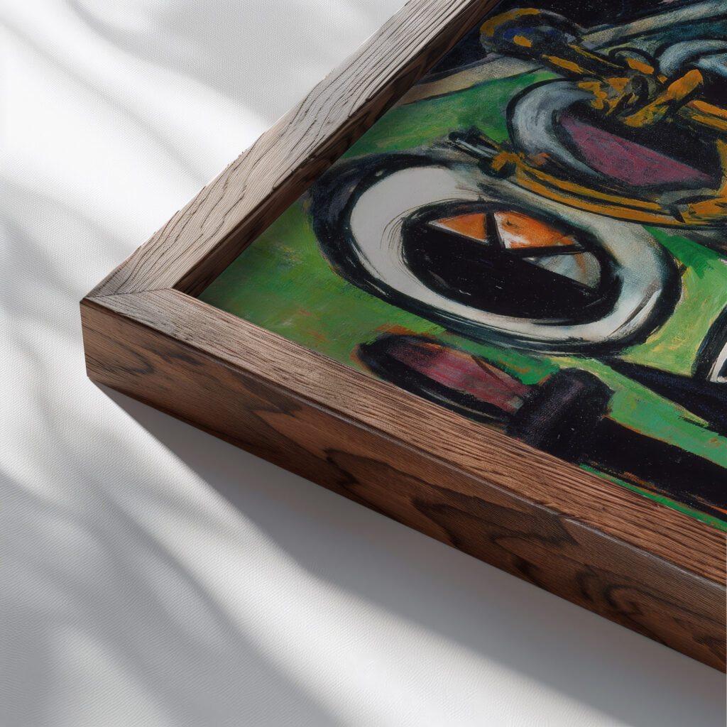 Backstage 1950 Max Beckmann close up dark wood mockup